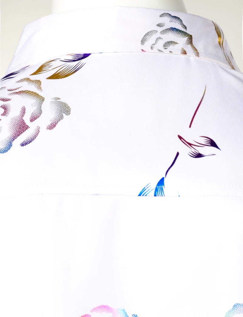 ZEROYAA Mens Hipster Gold Rose Printed Slim Fit Short Sleeve Button Down Dress Shirts ZZCL41 Multicolored Large - Image 2